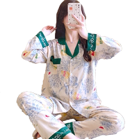好得西女人造棉綢睡衣開衫長袖
