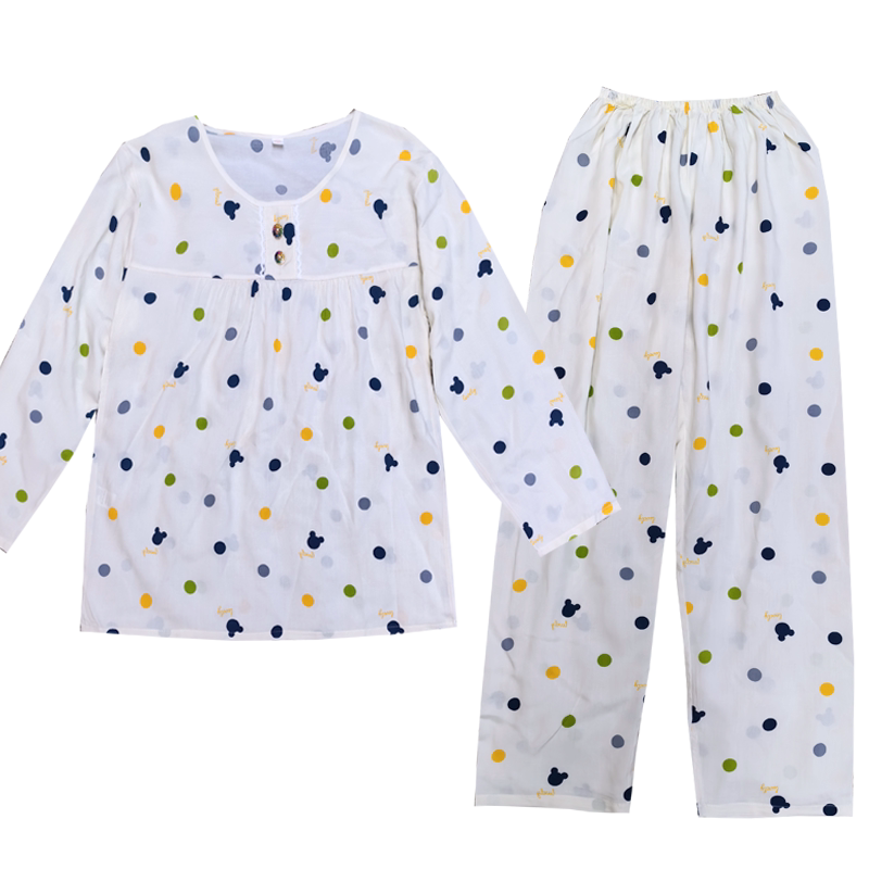 套头长袖睡衣女人造棉绸春秋薄款套装夏天女绵绸家居服套装女士