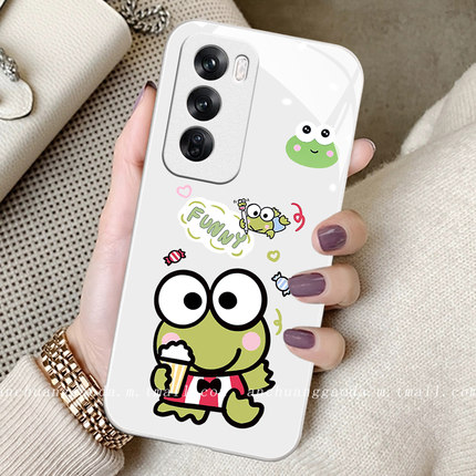 爆米花青蛙适用opporeno14手机壳reno13pro女reno12新款reno11液态玻璃reno10/9/8全包防摔reno6保护套7se