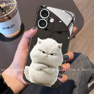 拽酷猫咪适用苹果16手机壳iphone15promax女14新款13液态玻璃12保护套11防摔x/17全包xr高级感8plus简约