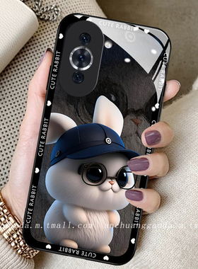 油画眼镜兔子适用华为nova10手机壳nova9pro少女nova8se新款hinova9钢化玻璃nova7高端12防摔全包6se保护套11