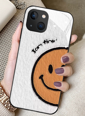 油画半边笑脸适用opporeno13手机壳reno7少女reno6proplus新款reno5钢化9玻璃12高端reno11全包防摔保护套10