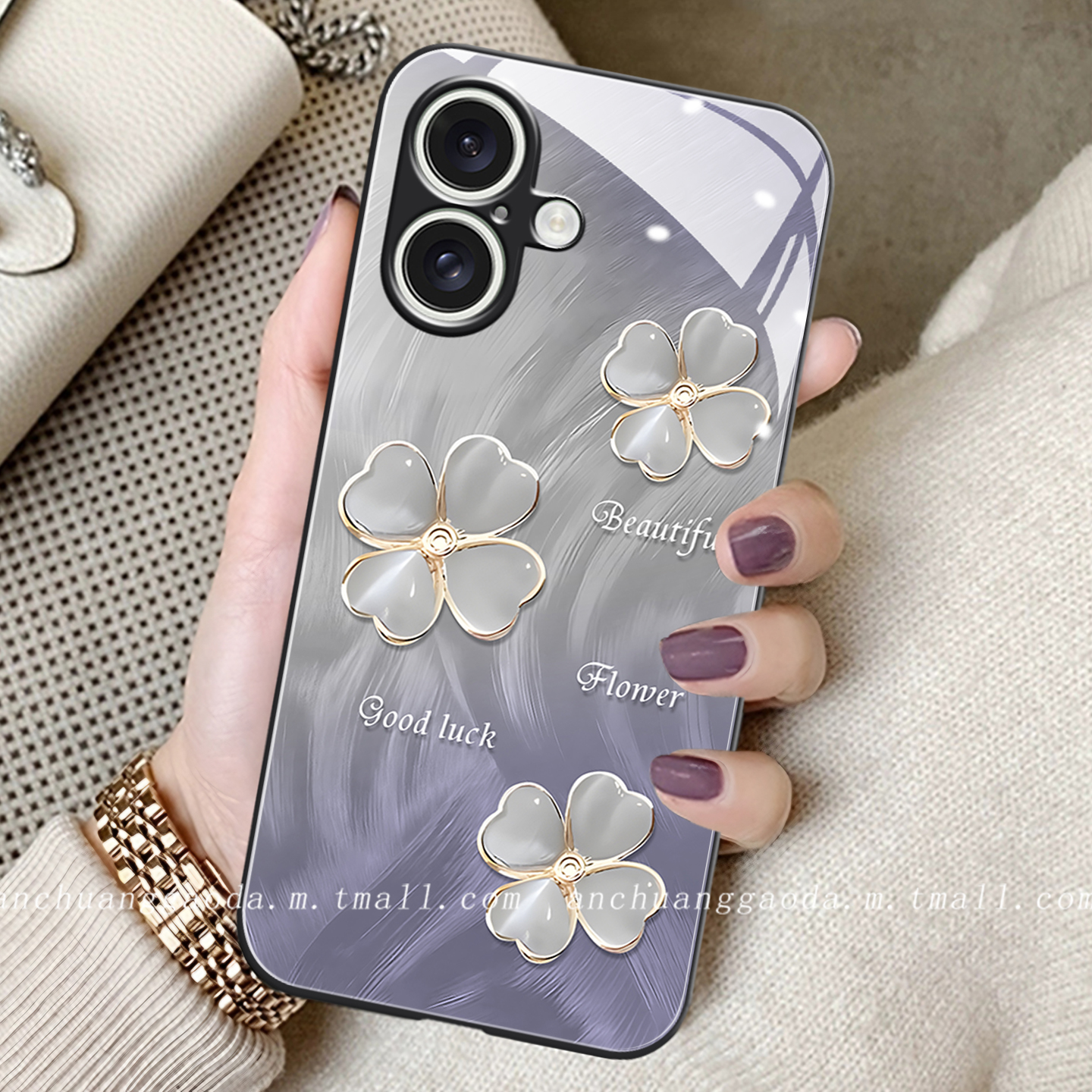 适用液态玻璃苹果手机壳简约