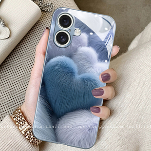 毛绒爱心适用适用苹果16手机壳iphone15promax女14新款13液态玻璃12保护套11防摔x/xs全包17高级感8plus简约