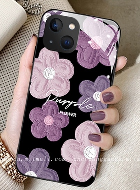 紫色油画花朵适用vivos15pro手机壳s12少女s10e新款s9钢化玻璃s7e高端s6防摔全包保护套y73s个性创意s7t简约