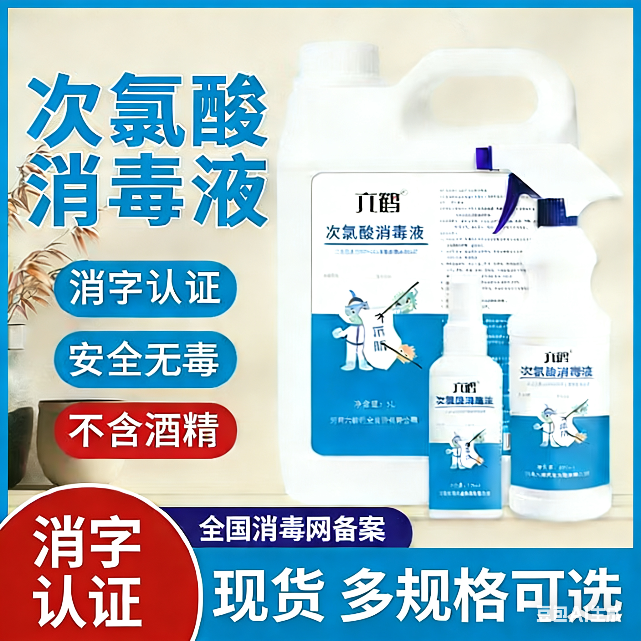 次氯酸消毒液医用级宠物除臭消毒喷雾医院免洗消毒水5l25L大容量
