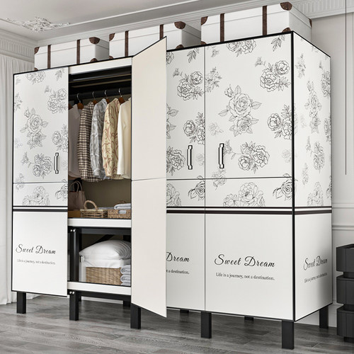 简约现代一体免安装家用开门衣柜