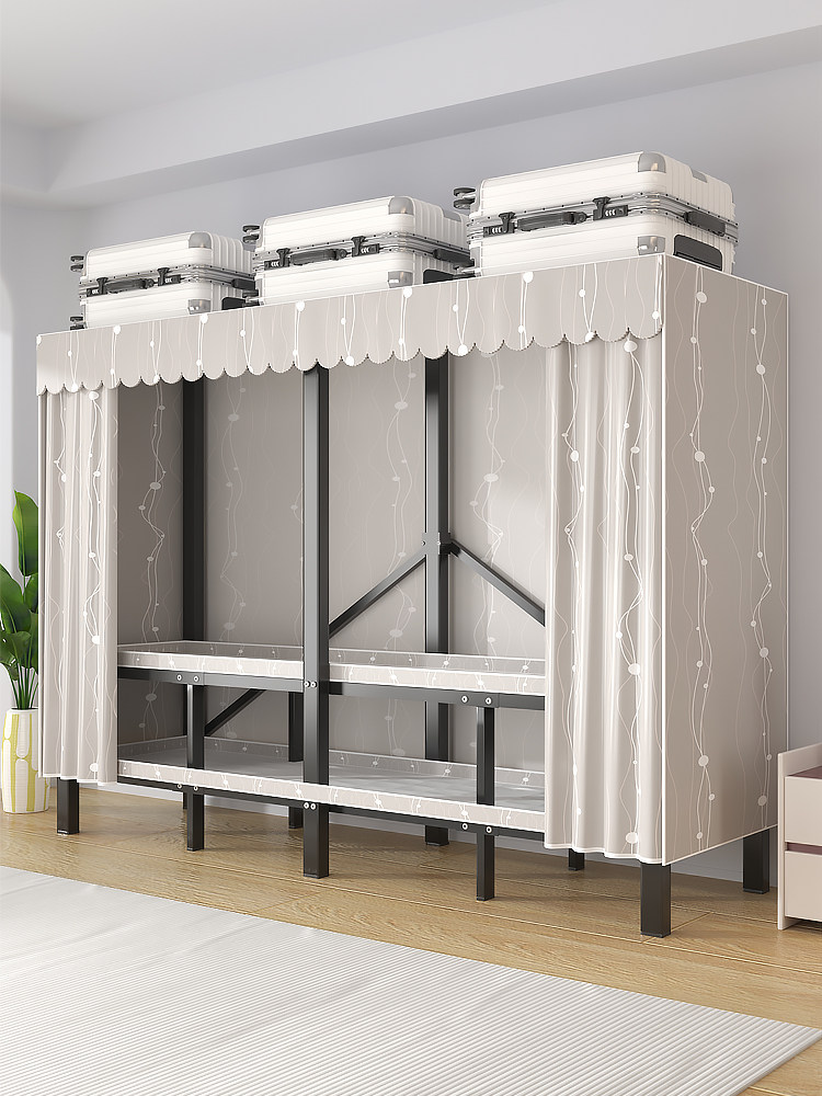 新款免安装折叠布衣柜家用卧室出租房加厚结实耐用简易组装全钢架