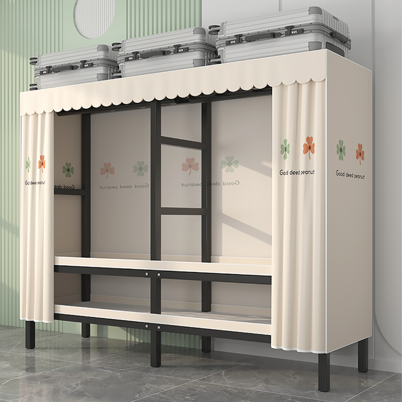 折叠免安装简易布衣柜家用卧室加厚加粗全钢架出租房结实耐用衣橱
