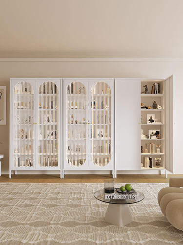 钢制书柜玻璃门防尘书架储物柜锻铁储物柜客厅储物柜家居展示柜 - 封面