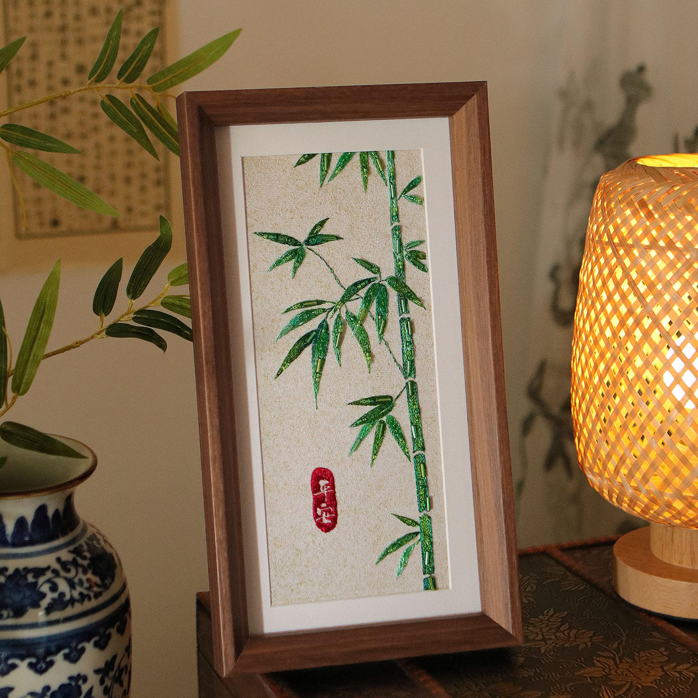 【富贵竹节节高】刺绣手工diy材料包立体珠绣高档相框画摆件