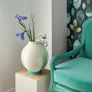 LLADRO雅致 凤头鹦鹉花瓶欧式家居摆件动物雕塑乔迁礼品