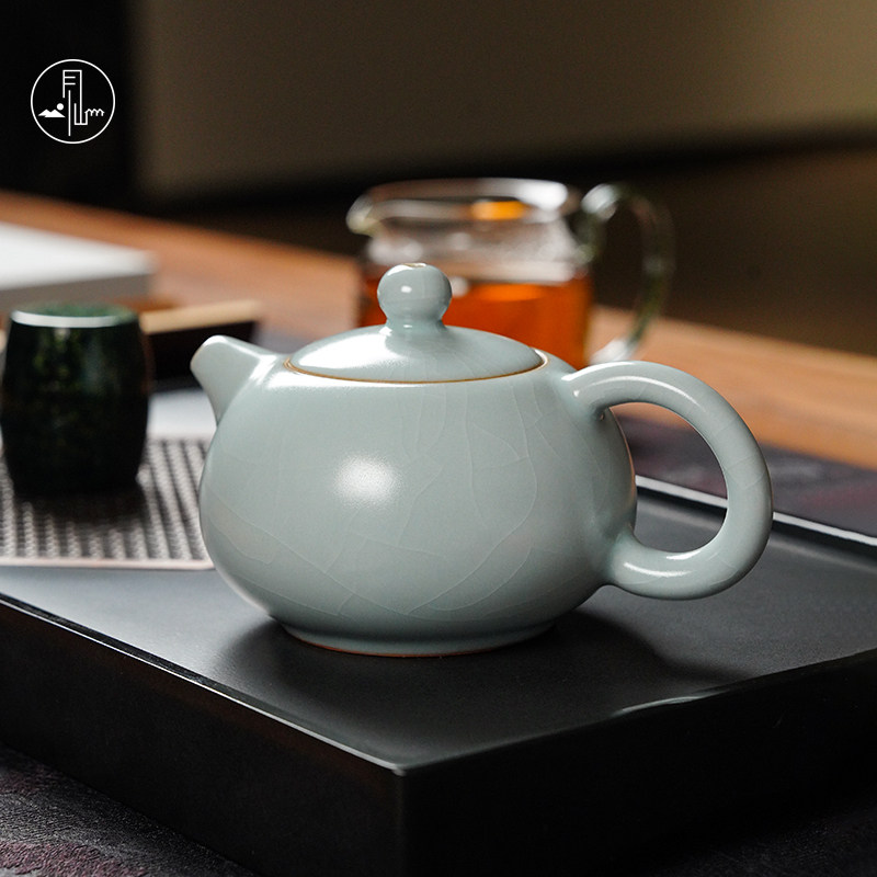 见山烧陶瓷汝瓷开片茶壶