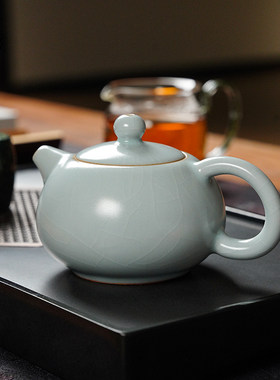 见山烧陶瓷汝瓷开片茶壶
