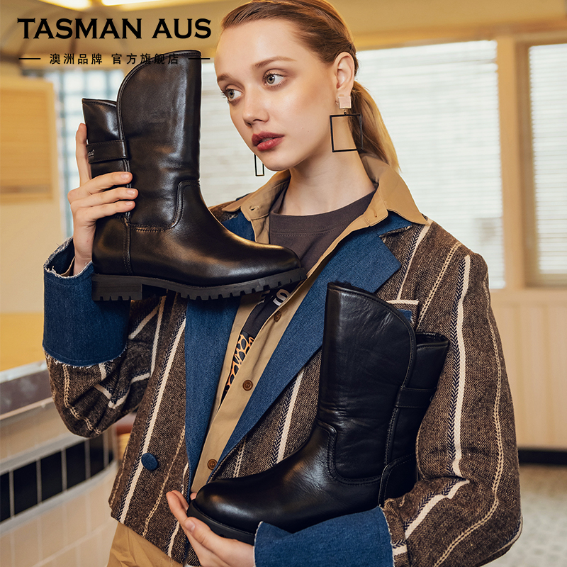 澳洲瘦瘦靴英伦风粗跟百搭