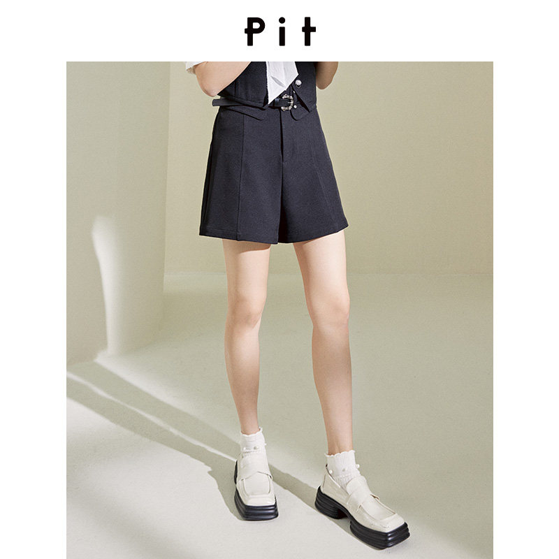 PIT黑色百搭显瘦短裤女2026春季新款百搭小个子显高休闲裤子