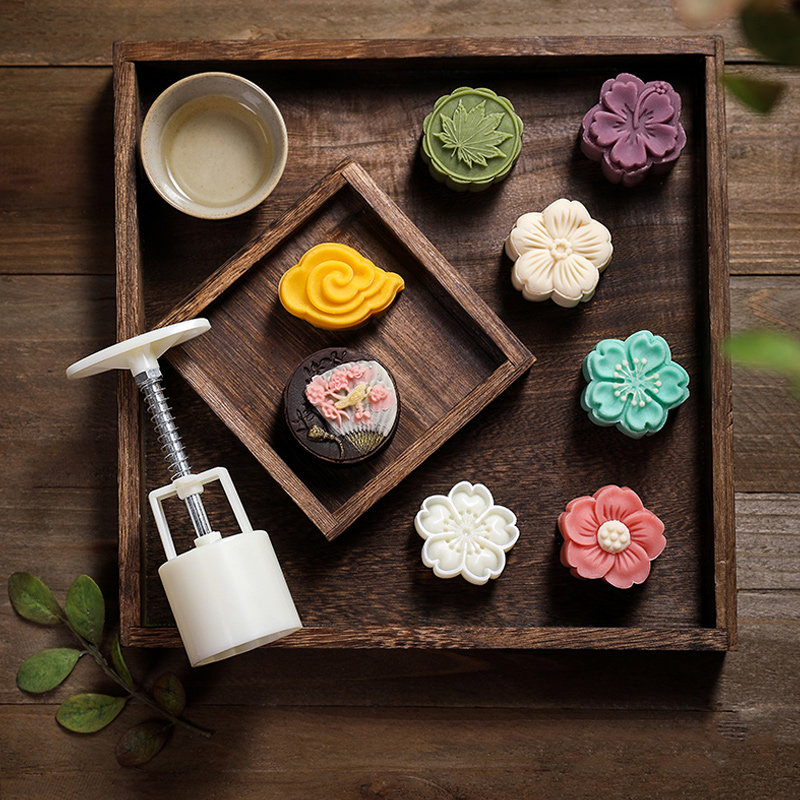 绿豆糕模具家用梅花印具宝宝辅食不沾印具冰皮流心月饼压面花模具