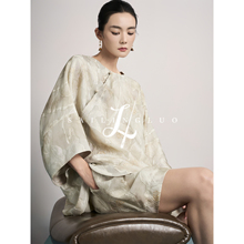 SailingLUO/25夏新款新中式国风100%桑蚕丝真丝提花上衣短裤套装