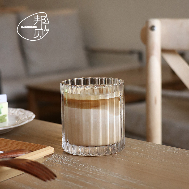 玻璃杯ins风冷萃冰美式简约条纹