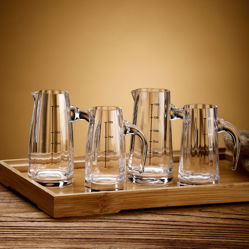 100ml分酒器醒酒器家用水晶玻璃白酒壶带刻度分酒壶扎壶2两酒蛊