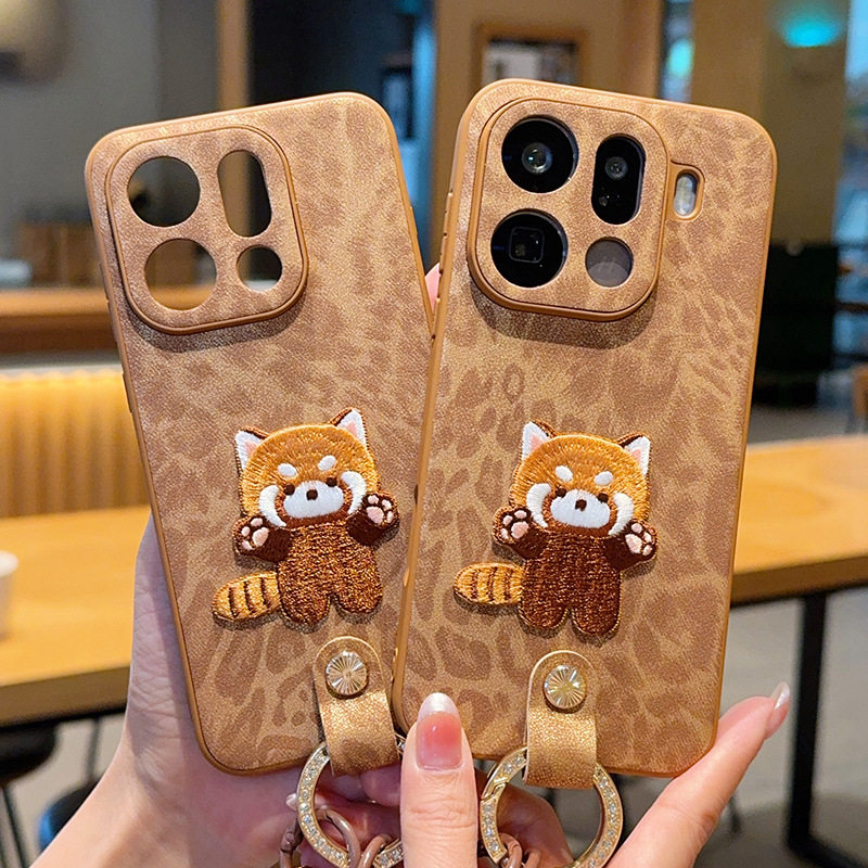 适用OPPOFindX9手机壳全包豹纹OPPOFindX9pro保护套新款白色支架高级感刺绣猫保护壳手提女款