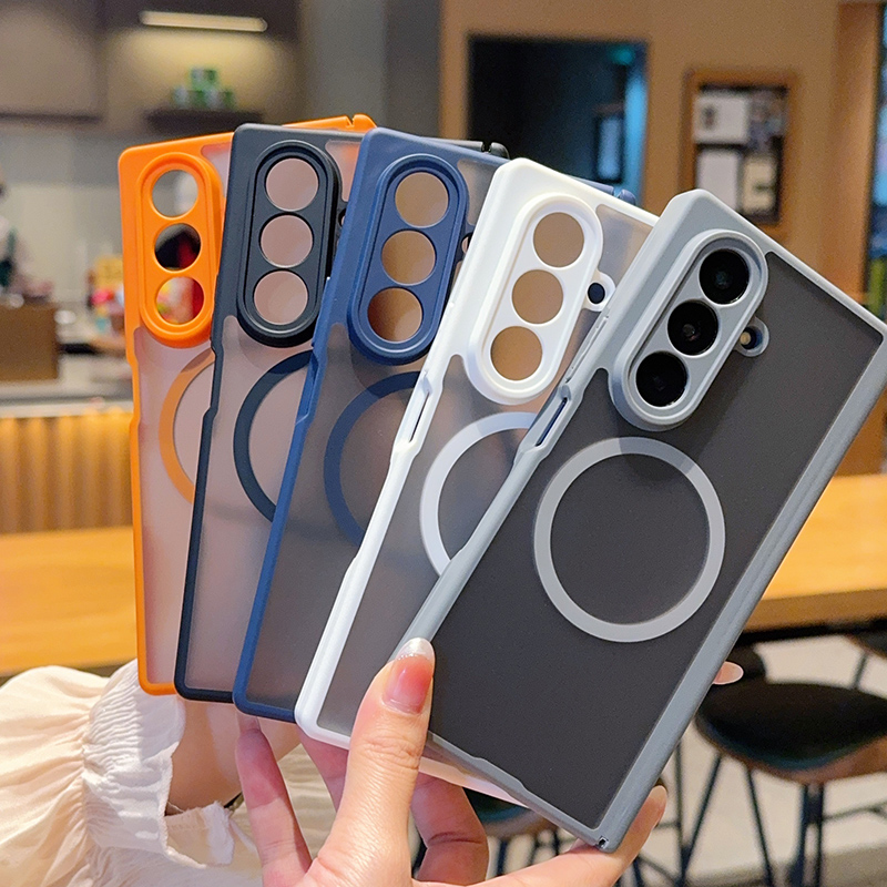 适用三星ZFold7手机壳全包简约防摔创意超薄展界双中轴ZFold5折叠屏保护套网红时尚ZFold6磁吸磨砂肤感