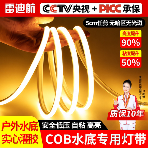 实心灌胶灯带cob硅胶水底户外