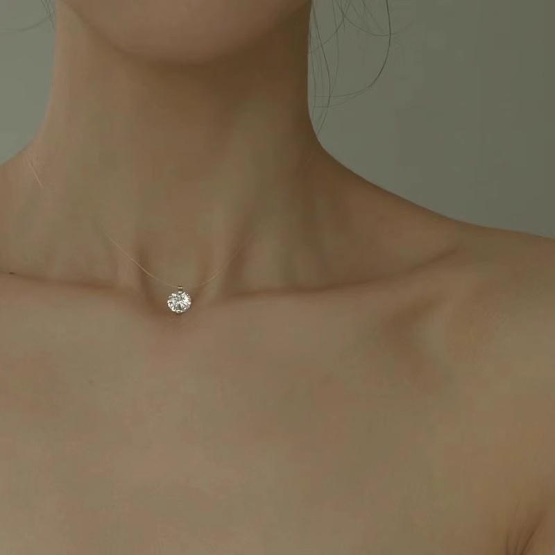 S925纯银人鱼泪钻石项链女轻奢设计高级感锁骨链简约时尚百搭颈链