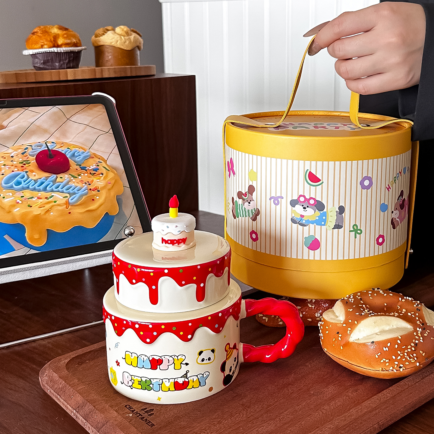 生日蛋糕陶瓷马克杯送女生闺蜜实用小礼物创意带礼盒高颜值水杯