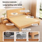 全实木床现代简单主卧室家庭1.5双人床1.8米单人床框架橡胶木出租