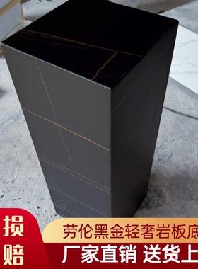 劳伦黑金岩板大理石材雕塑底座摆台酒店会所玄关样板间基座展示台