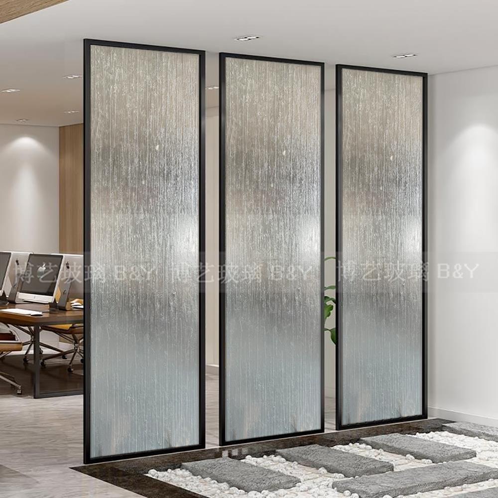 简约艺术玻璃雕刻肌里玄关隔断移门厂家装饰玻璃隔断轻奢卫生间