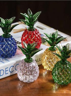 创意水晶凤梨迷你菠萝精致摆件客厅酒柜电视柜轻奢家居装饰品礼品