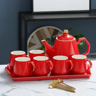 杯子家用客厅茶杯水具水壶套杯高档家庭结婚茶具 陶瓷轻奢水杯套装