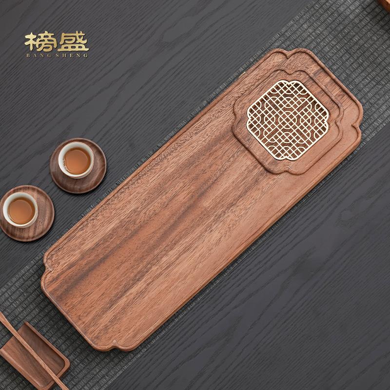 胡桃木茶盘干泡盘整块原木家用小型实木托盘茶具一人用茶几小茶台