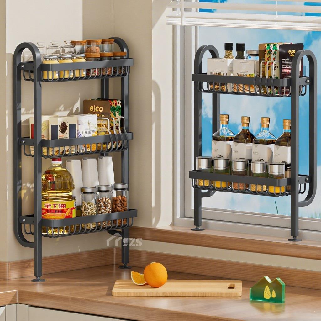 厨房调料置物架可调节壁挂极窄靠墙多层家用窄边调味料品罐收纳盒