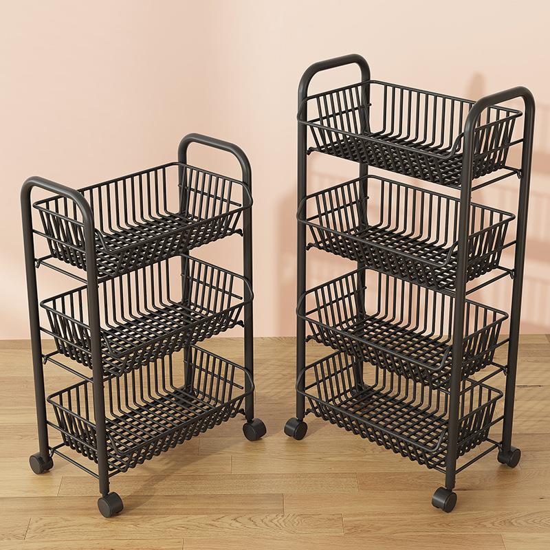 厨房蔬菜置物架水果收纳架多功能手推车多层落地储物架收纳筐篮子