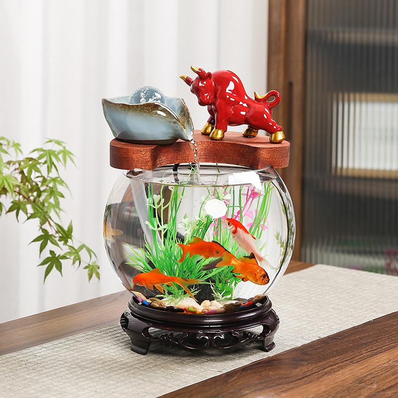 办公室风水流水鱼缸摆件招财家居客厅桌面创意水循环开业装饰礼品