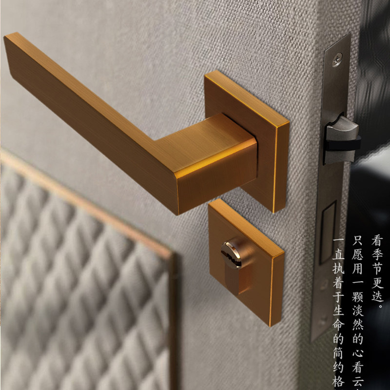 索力欧式黄古铜静音通用型门锁