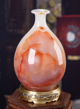 藏钰福中式花瓶摆件干花插花