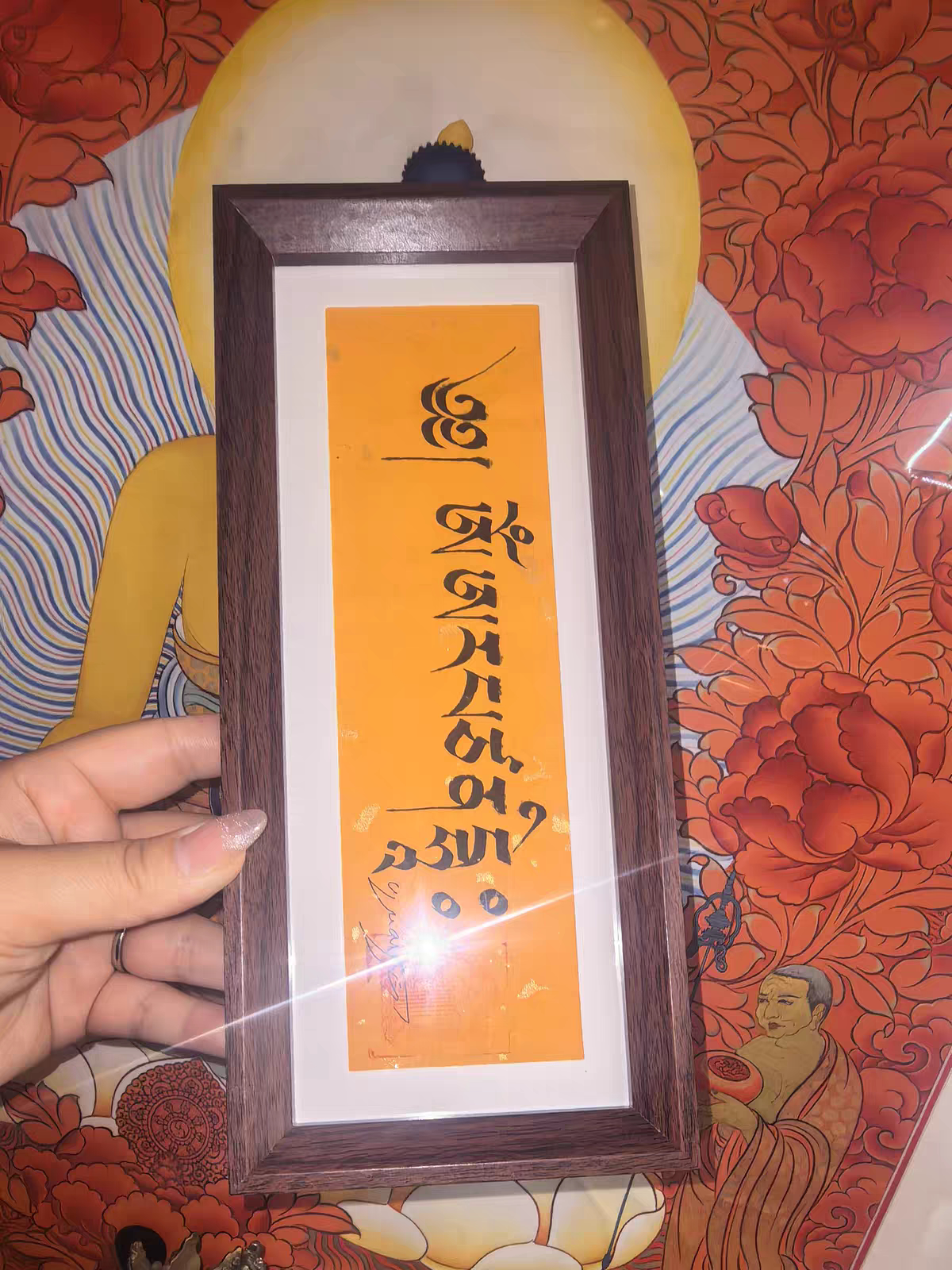 热供纯手绘经文文书绿度母大黑天黄财神药师佛任何题材都可以定制