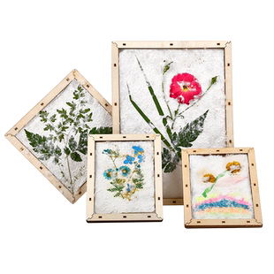 古法造纸术diy材料幼儿园非遗手工造纸框纸浆亲子套装儿童花草纸浆造纸手工材网框木框小学生造纸活字印刷术