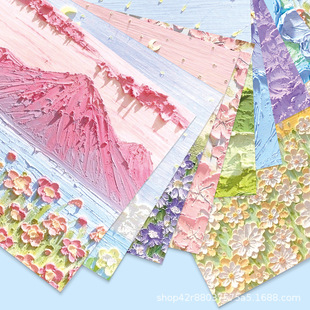 油画风双面折纸花语流年工艺画15cm正方形彩纸小清新专用手工纸高颜值印花折纸叠千纸鹤专用纸儿童园手工材料