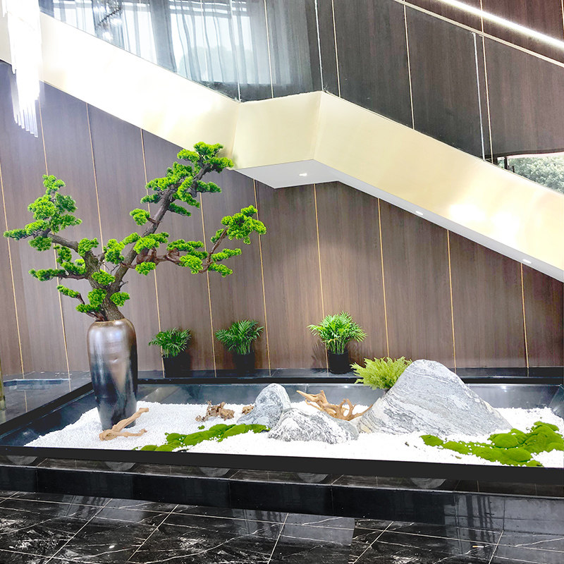 酒店大堂造景仿真植物楼梯间墙角场景软装饰设计店铺橱窗落地景观