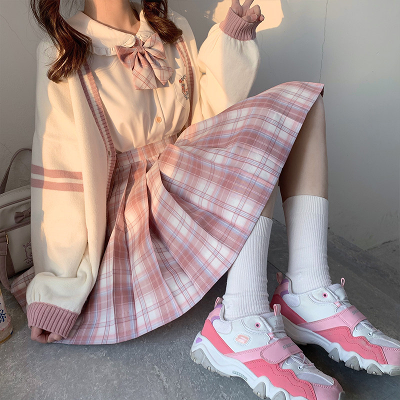 原创现货 樱花汽水JK制服格裙正版百褶裙粉色学生短裙 情人节限定