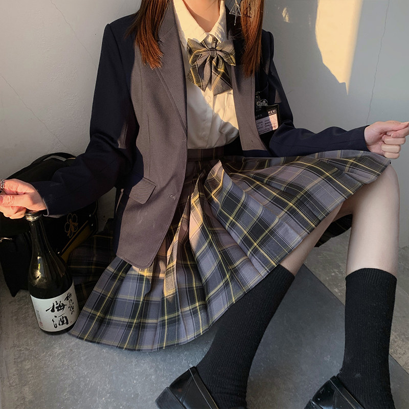 原创现货黑马王子JK制服格裙校供感黑色百褶裙学院风学生半身短裙