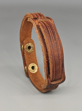 跨境做旧手环简约创意复古牛皮手链欧美个性百搭男手镯花百饰