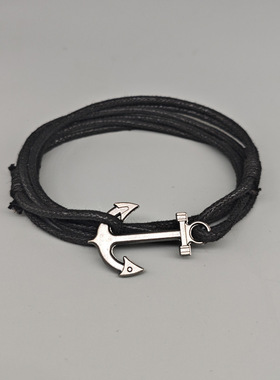 欧美流行蜡绳船锚手链 速卖通eaby跨境热卖手工编织航海风饰品