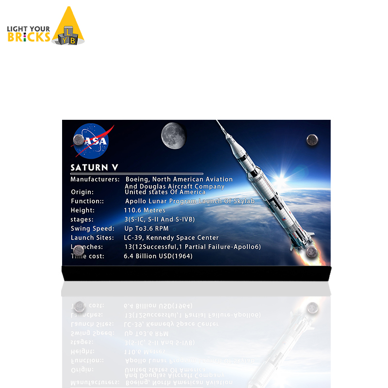 LYB乐一百适用乐高21309阿波罗土星五号火箭亚克力铭牌92176铭牌
