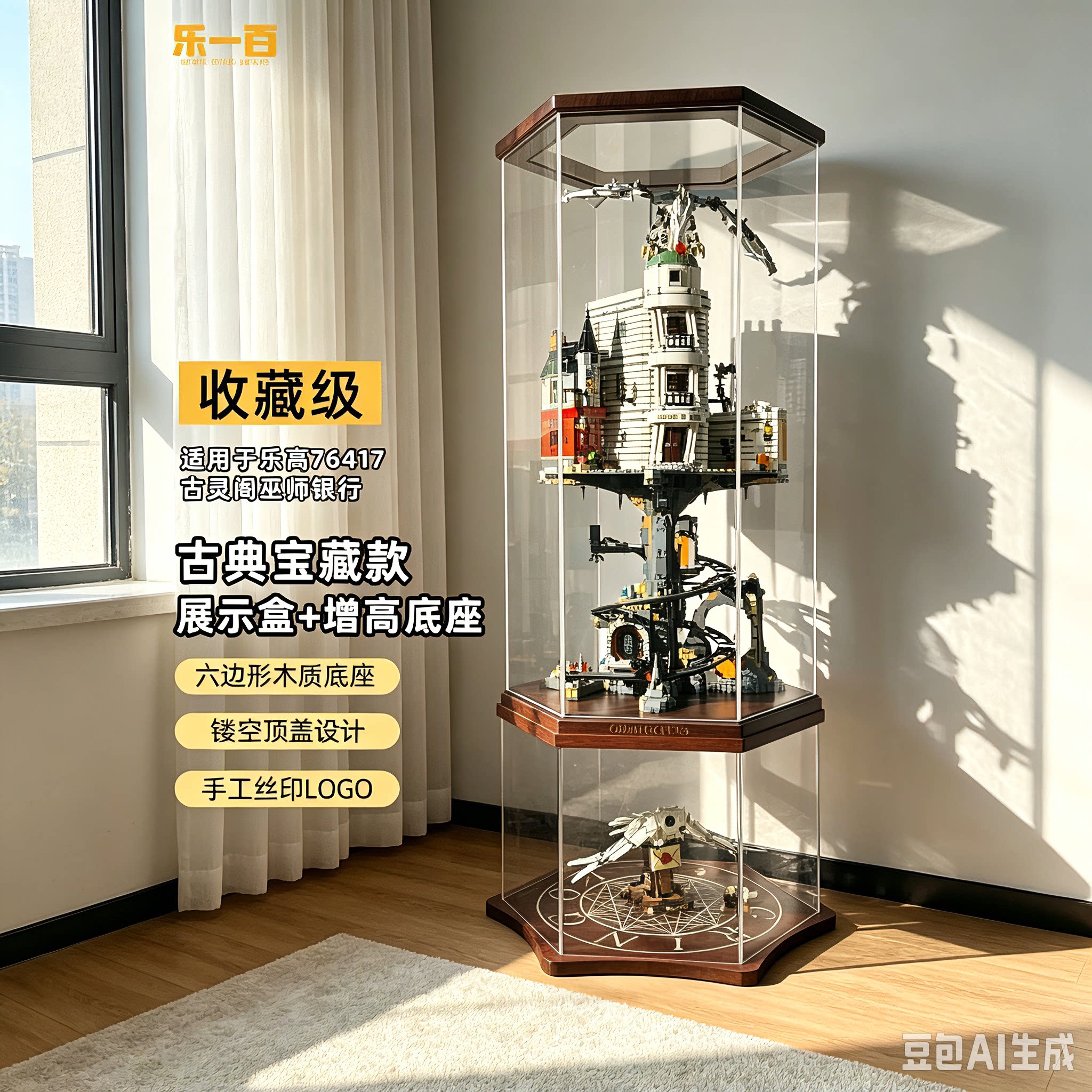 LYB乐一百适用乐高哈利波特76417古灵阁巫师银行展示盒透明防尘罩图片